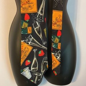 Nicole Miller Vintage 1991 Silk Tie Strawberries Champagne Flutes New Years